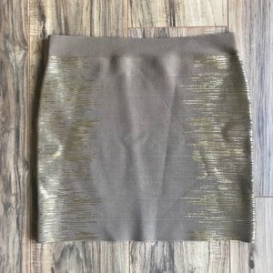 Tan and Gold Holiday Mini Bandage Skirt by Guess